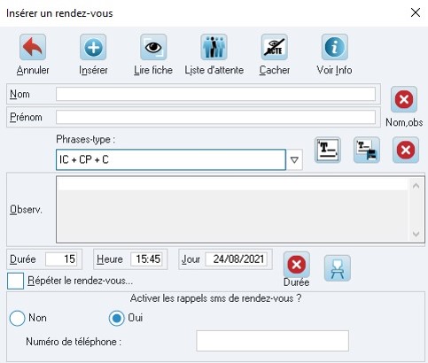Pour donner un rendez-vous à l'un d'eux, cliquez sur Liste d'attente dans le volet gauche de l'agenda